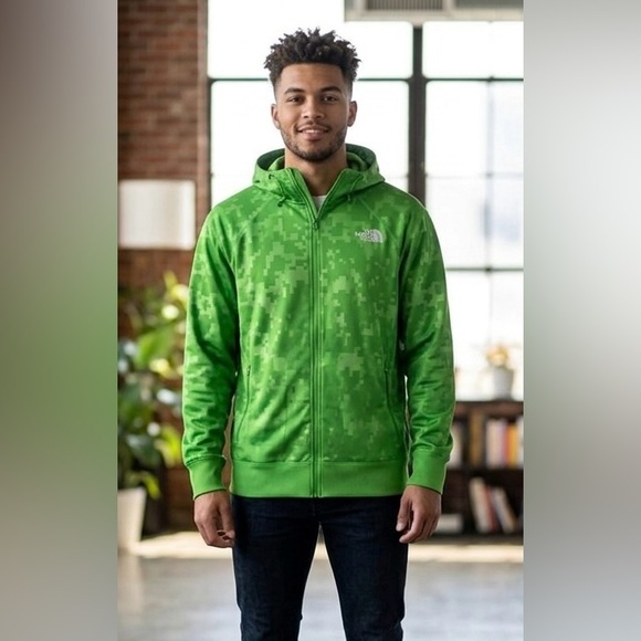 The North Face Other - ✨LIKE NEW✨ The North Face Green Pixelated Minecraft Full Zip Jacket Hoodie
